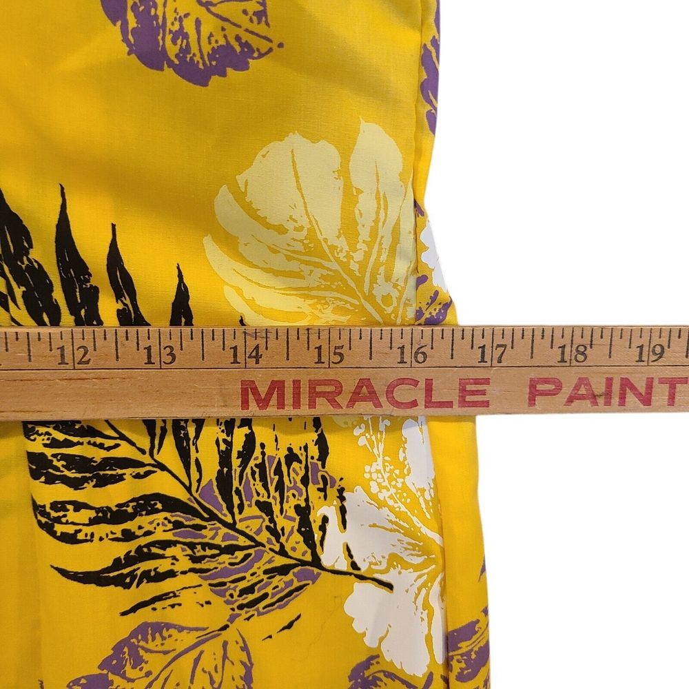 NOS CC Fashions Hawaiian Muumuu Dress Maxi Yellow Floral Ruffles USA Vintage 12 - Picture 5 of 9